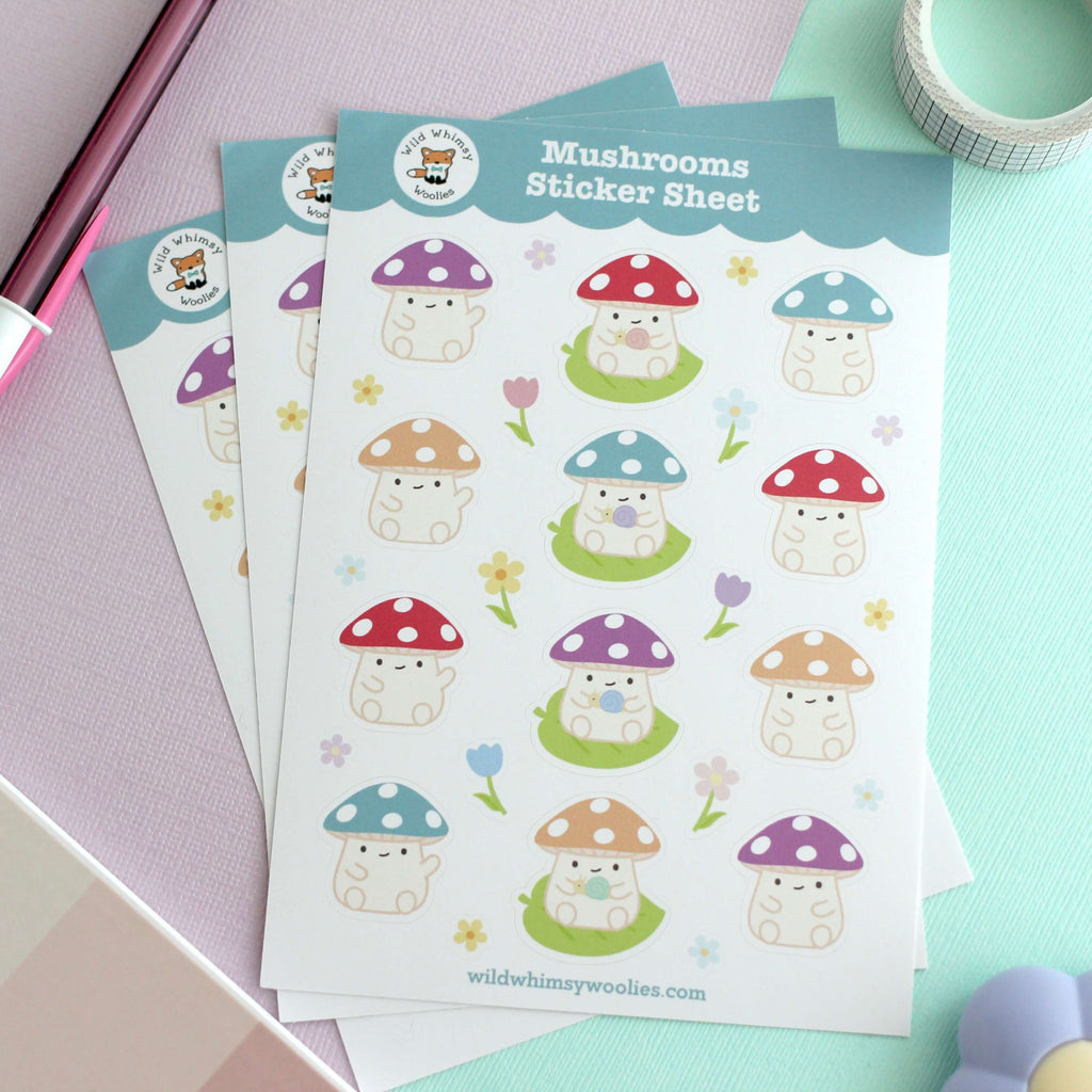 Feuille d'autocollants en vinyle Champignons