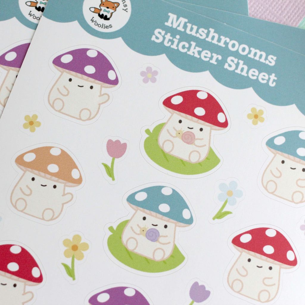 Feuille d'autocollants en vinyle Champignons