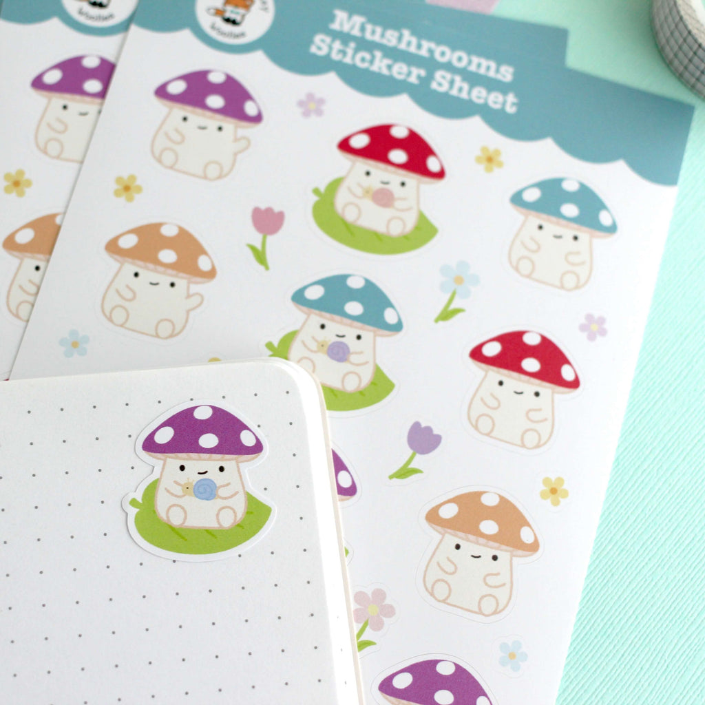 Feuille d'autocollants en vinyle Champignons