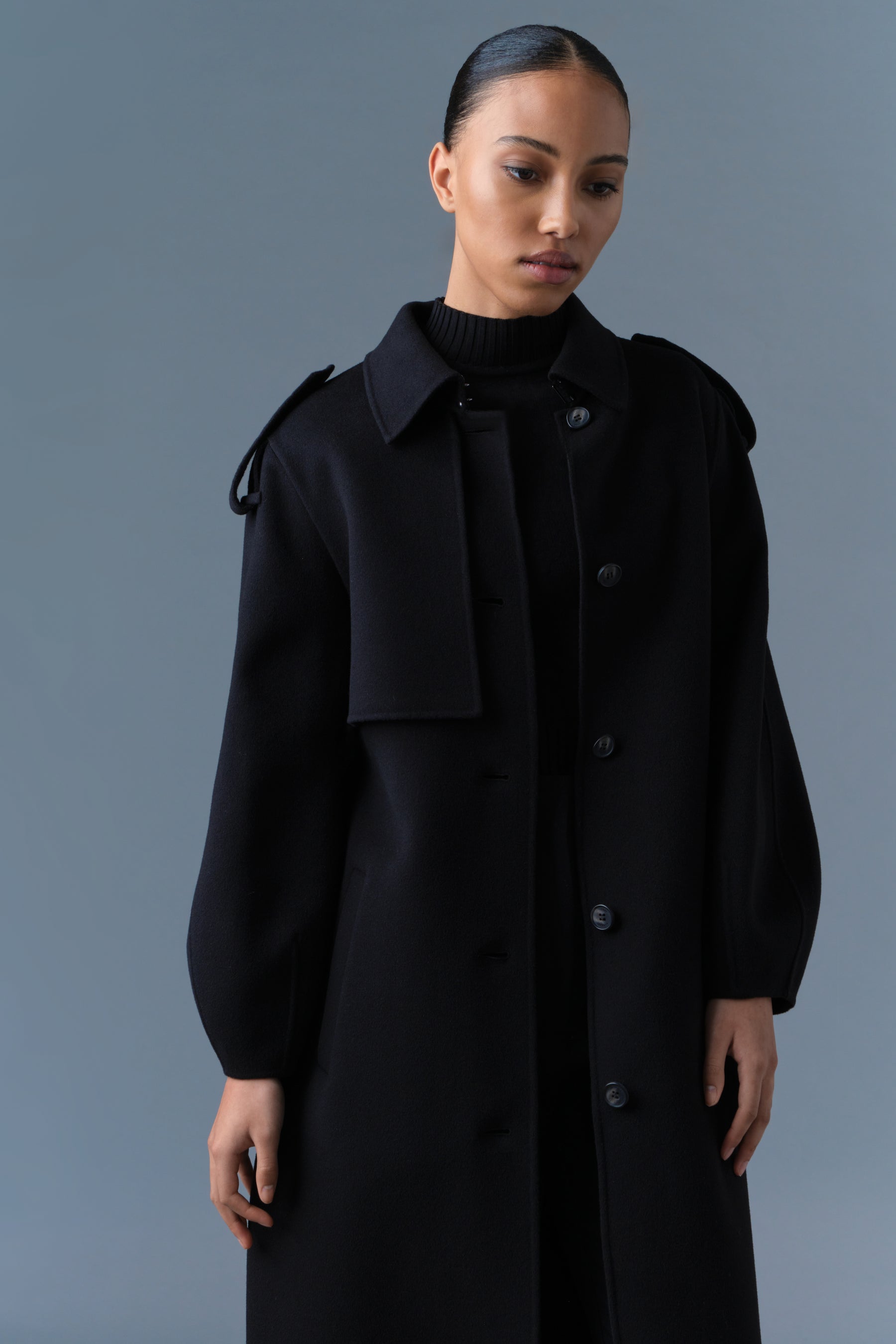 Manteau en laine double face CEYLA avec ceinture