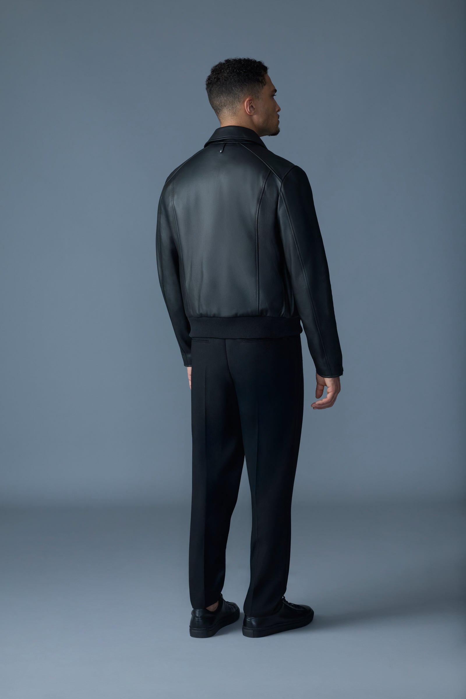 CHANCE-Z Spread Collar Leather Jacket