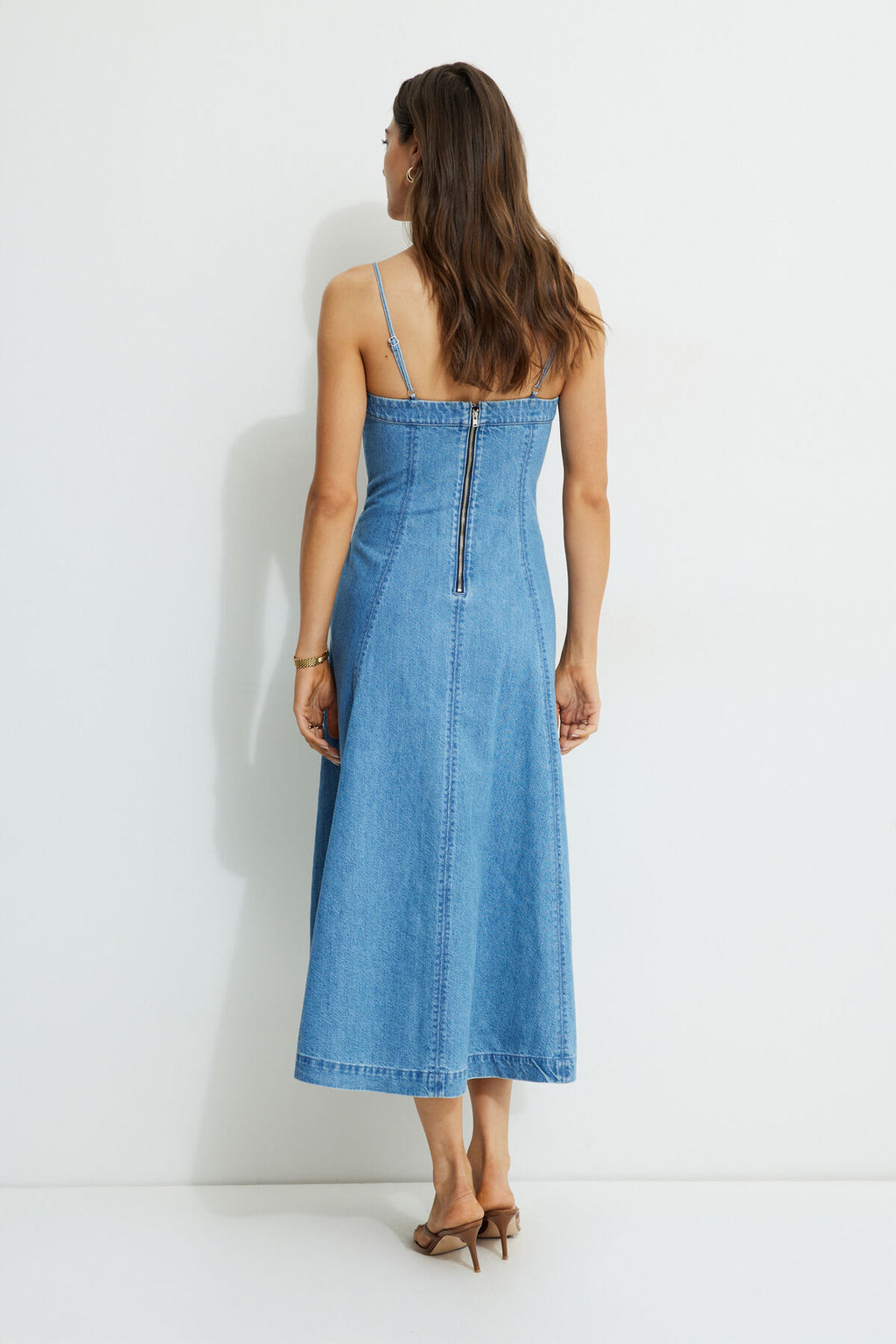 Robe longue évasée en jean