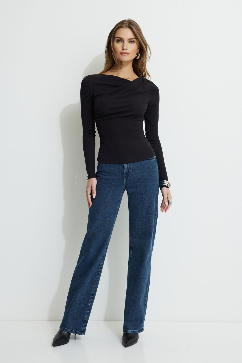 T-shirt drapé à manches longues