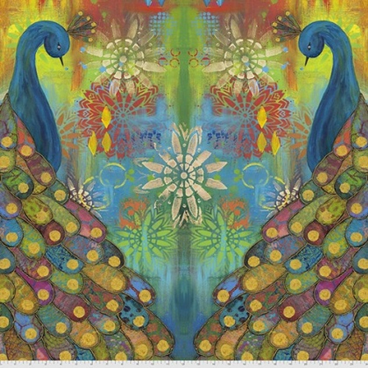 Free Spirit - Pizzazz - 45" Mirrored Peacock Panel, Multi