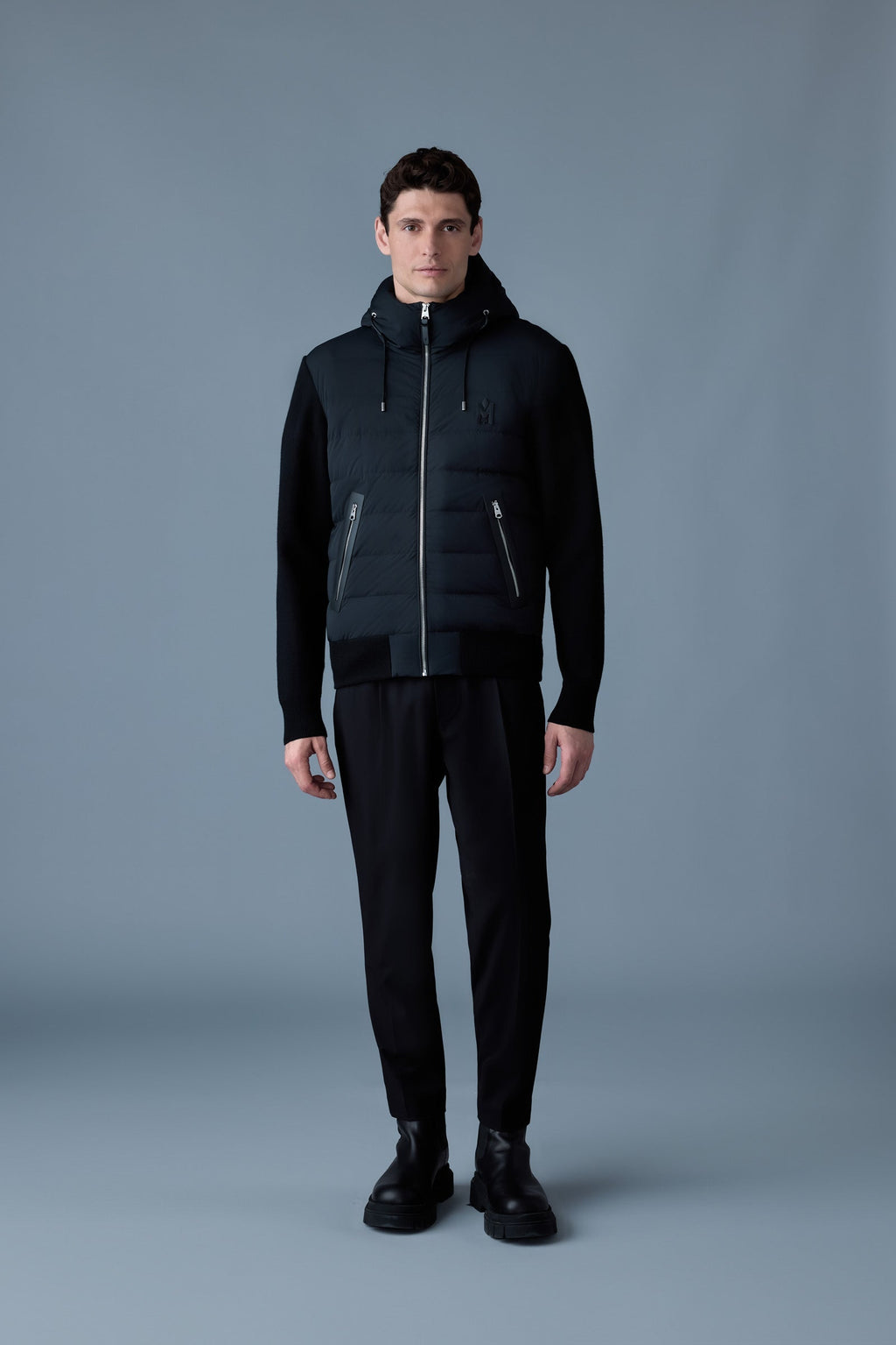 ANDREW Mixed-media light down jacket