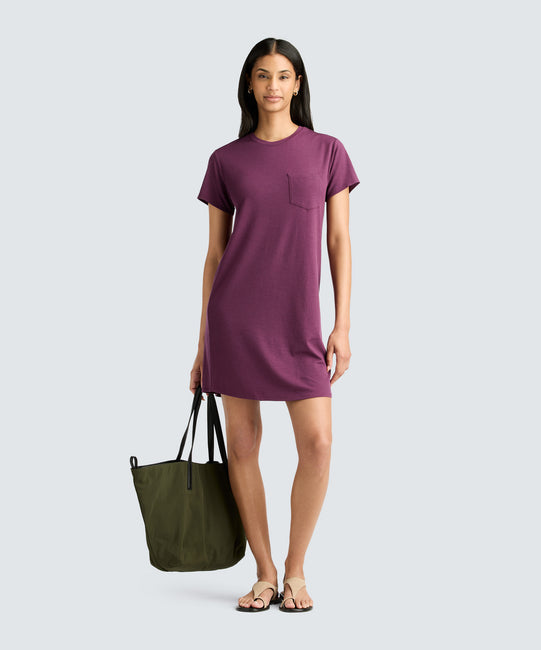 Robe t-shirt en laine mérinos pour femme