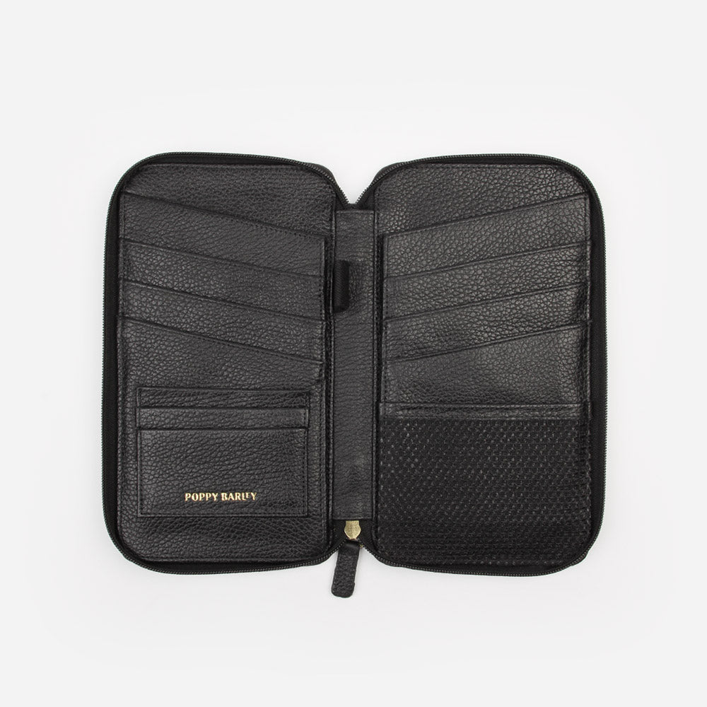 The Six Person Family Passport Holder Black Micro Pebble