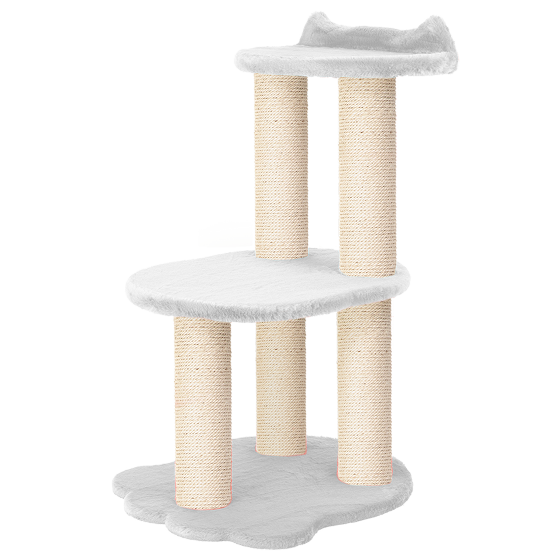 Relaxation - 2-Level Cat Tree - White Faux Fur