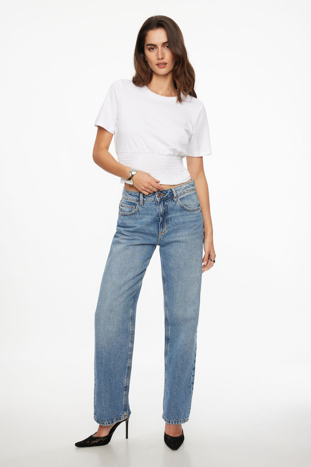 Smocked Crewneck T-Shirt