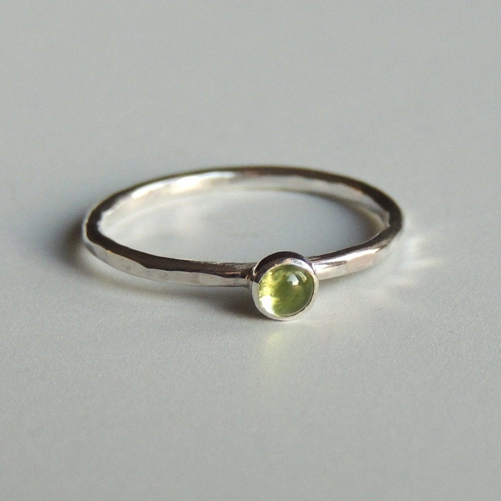Peridot Ring Sterling Silver Stacking Ring Green Ring