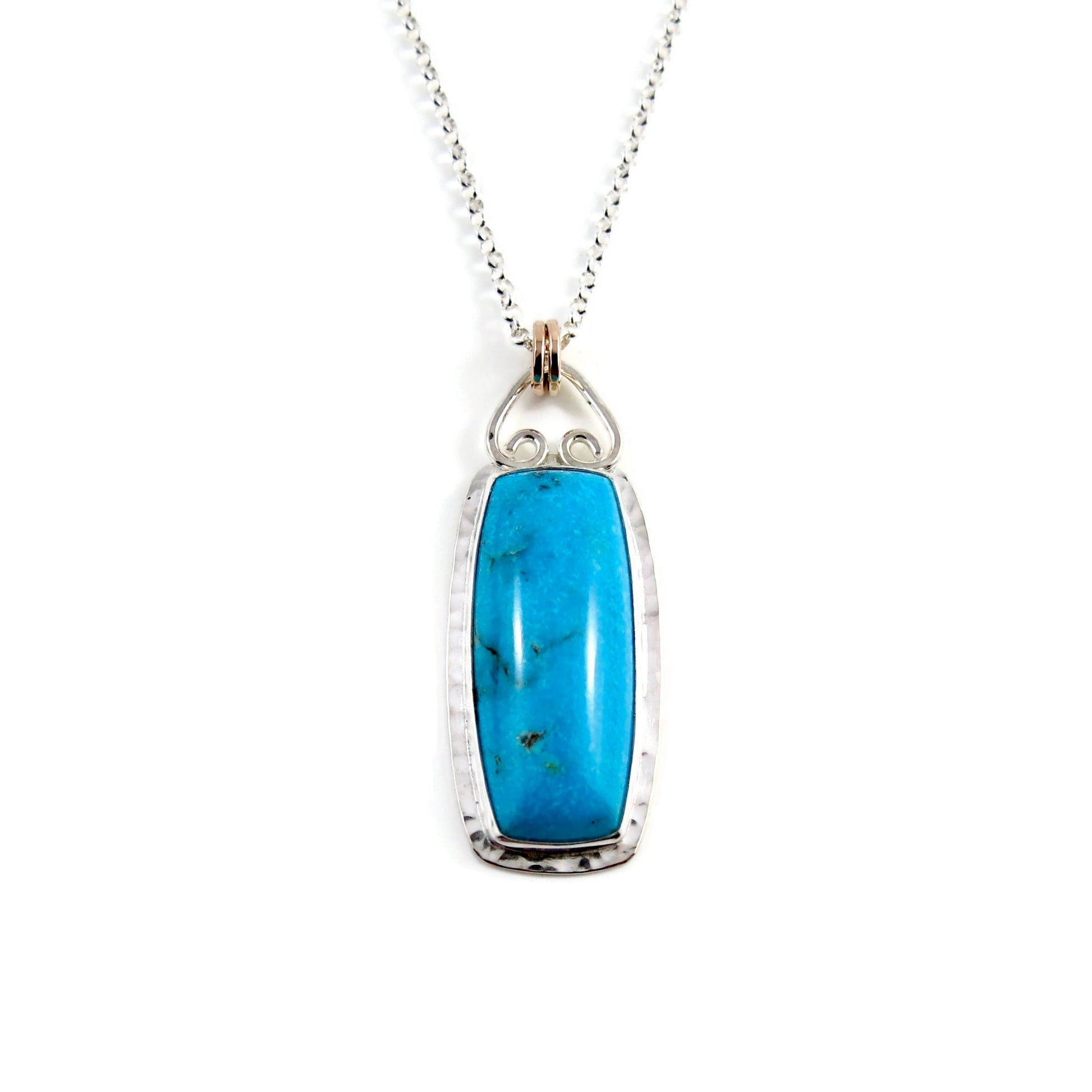 Collier exquis en turquoise Nacozari en argent avec détails en or