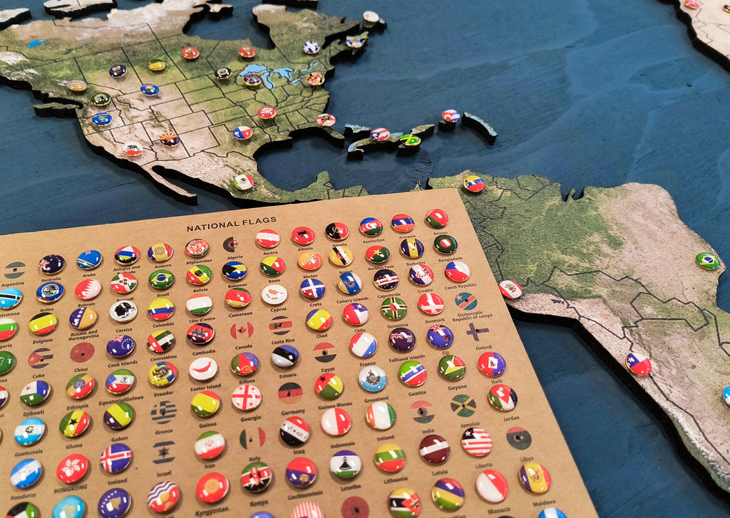 Carte géo-optique à punaises | 44 x 24