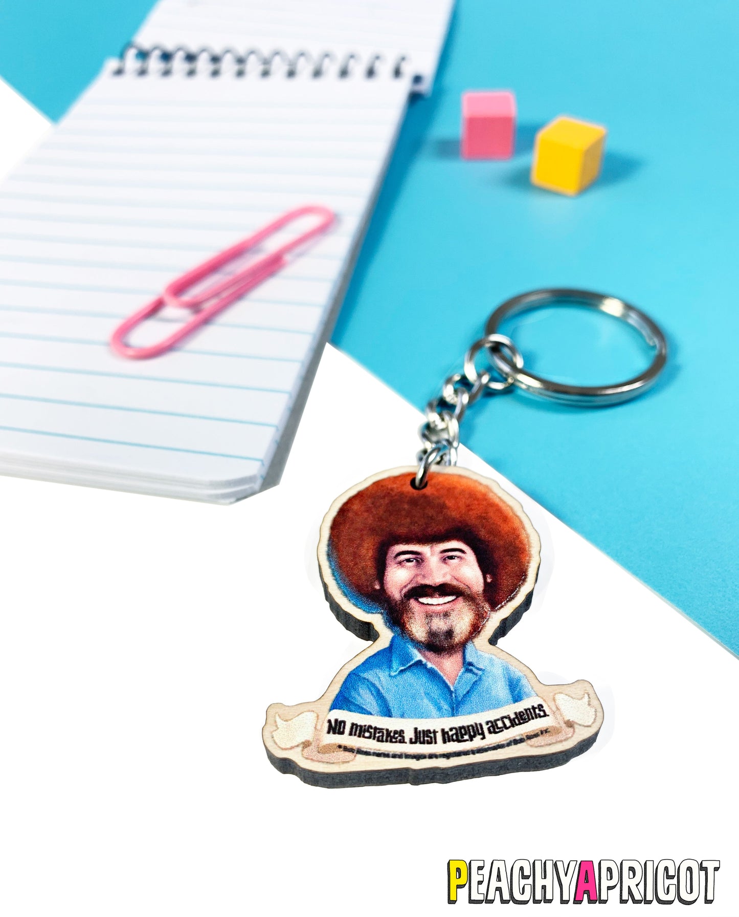 Bob Ross Happy Accidents Keychain