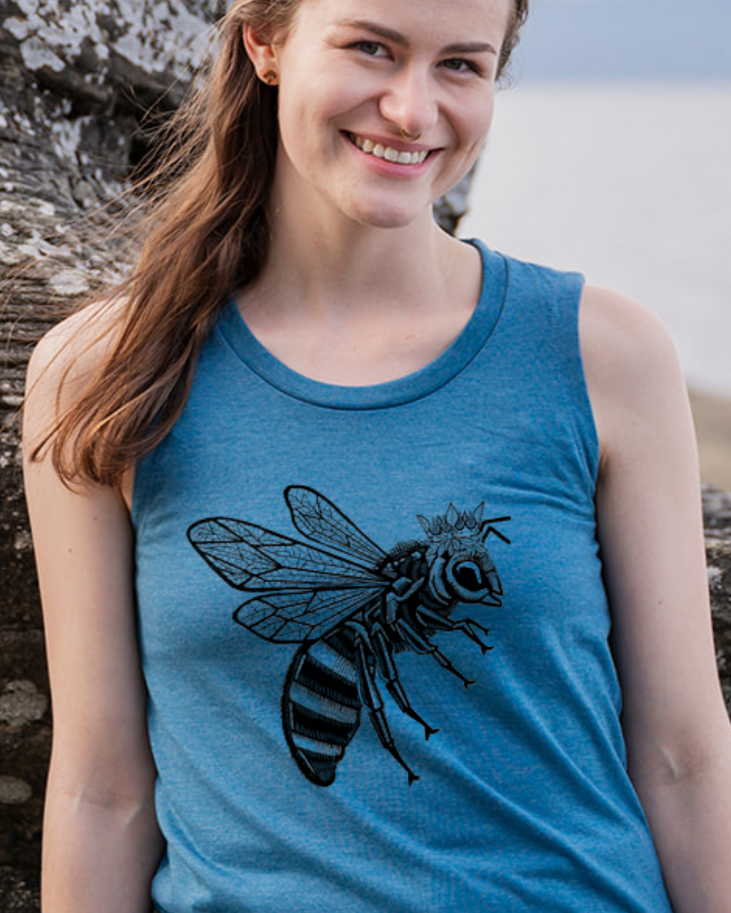 BEE - Women's Relaxed Tank - Heather Teal