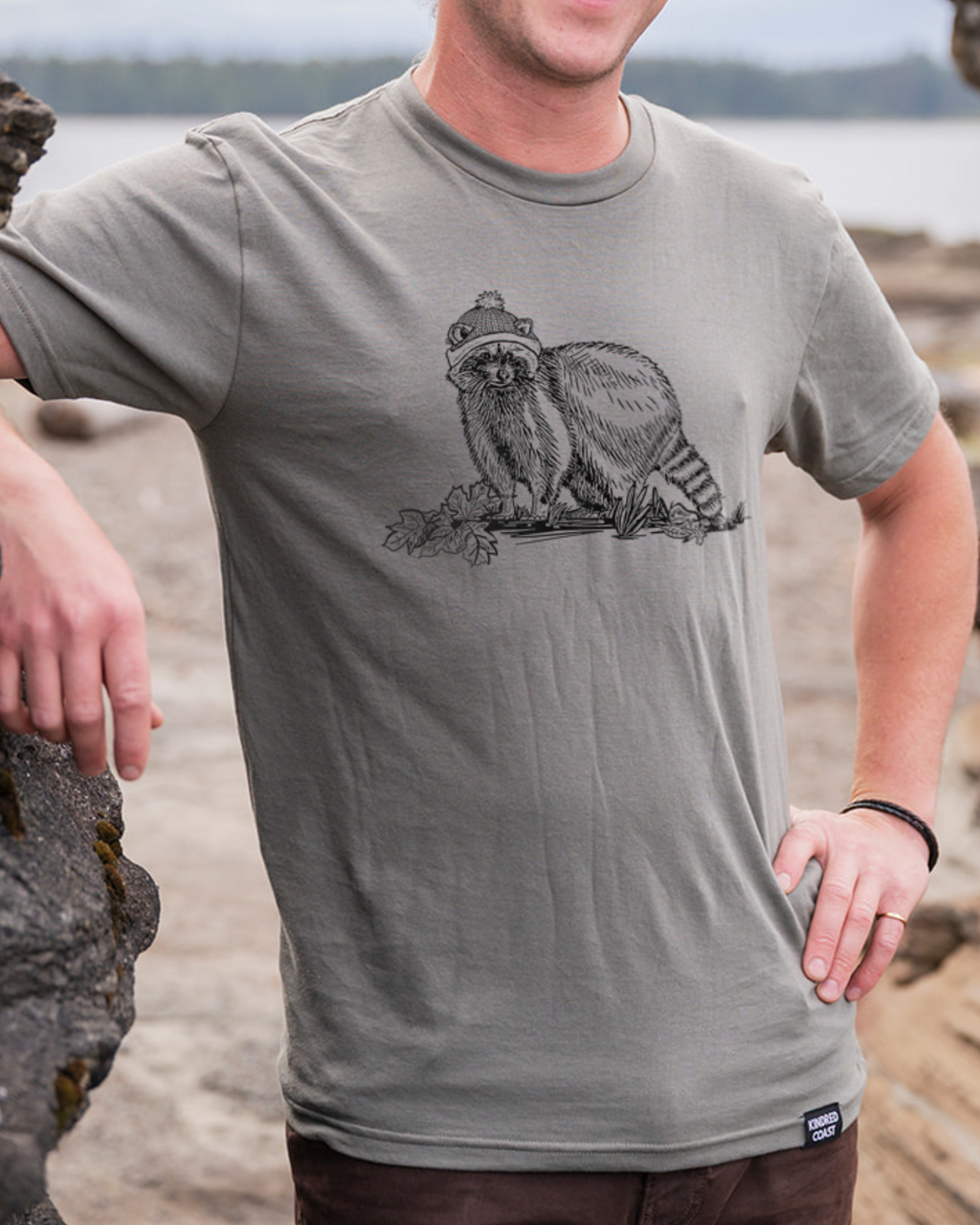 RACCOON- Unisex Organic Cotton Tee - Sage