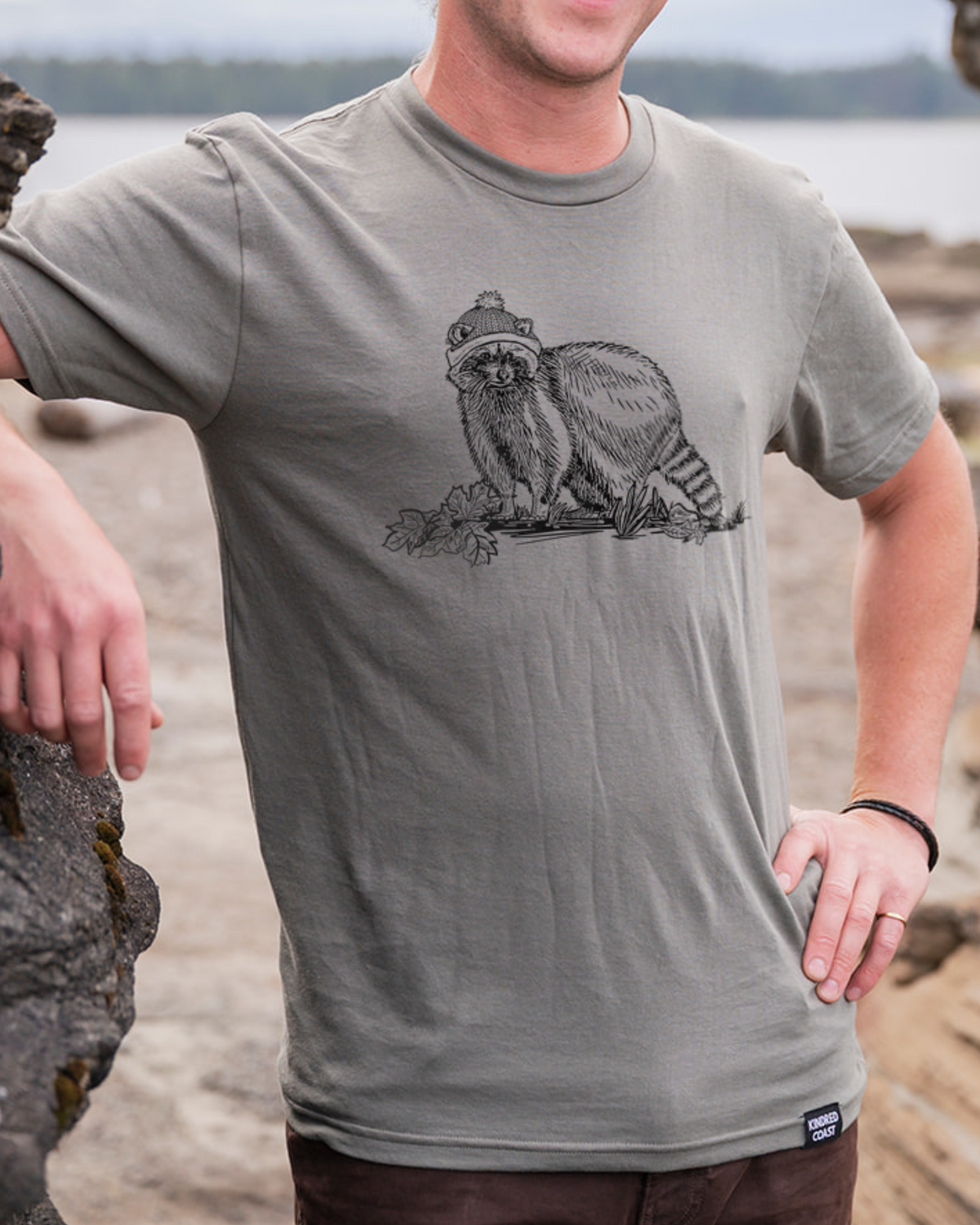 RACCOON - T-shirt mixte en coton biologique - Sauge
