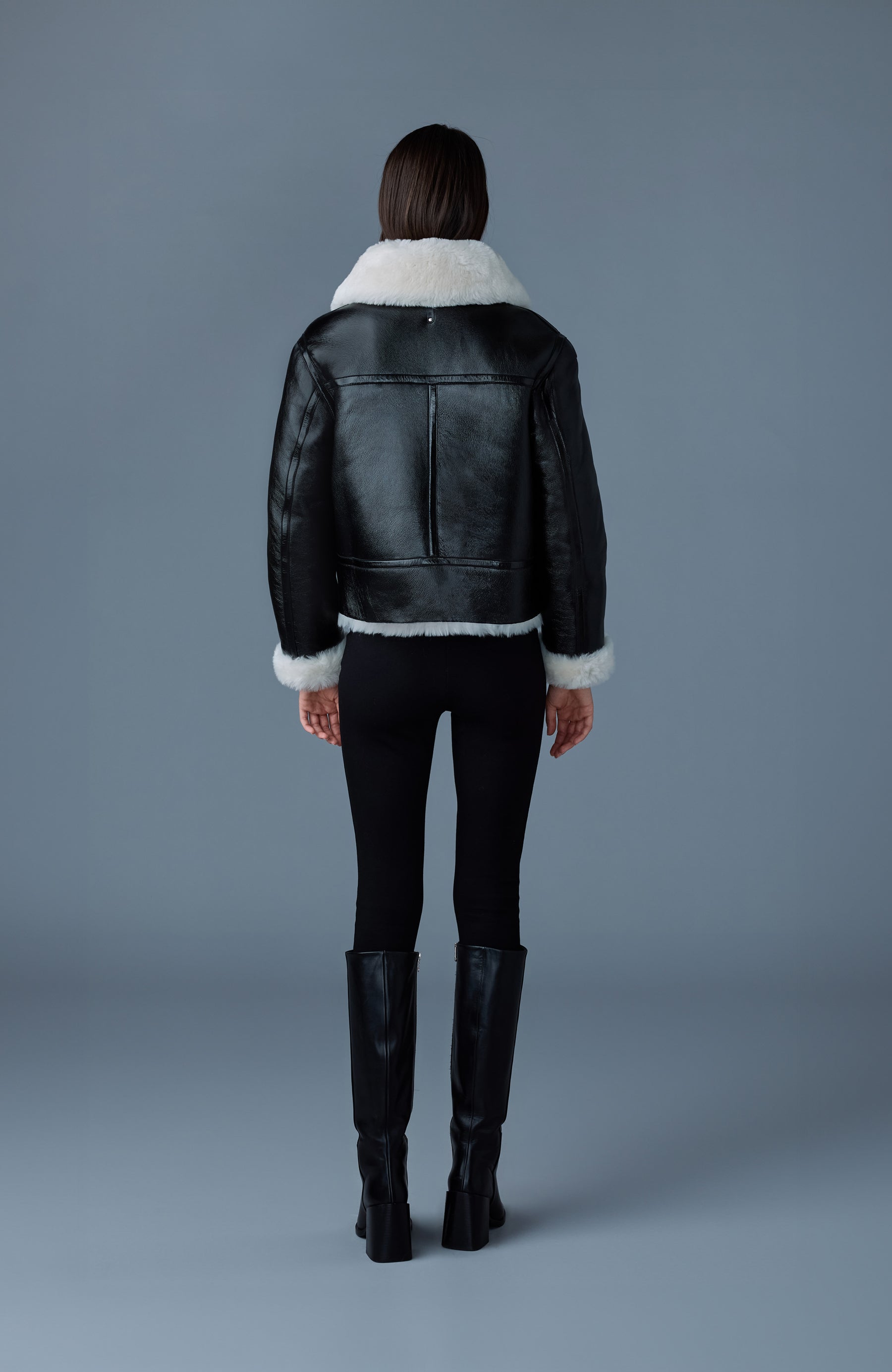 BETTY Veste réversible 2 en 1 en cuir et peau lainée