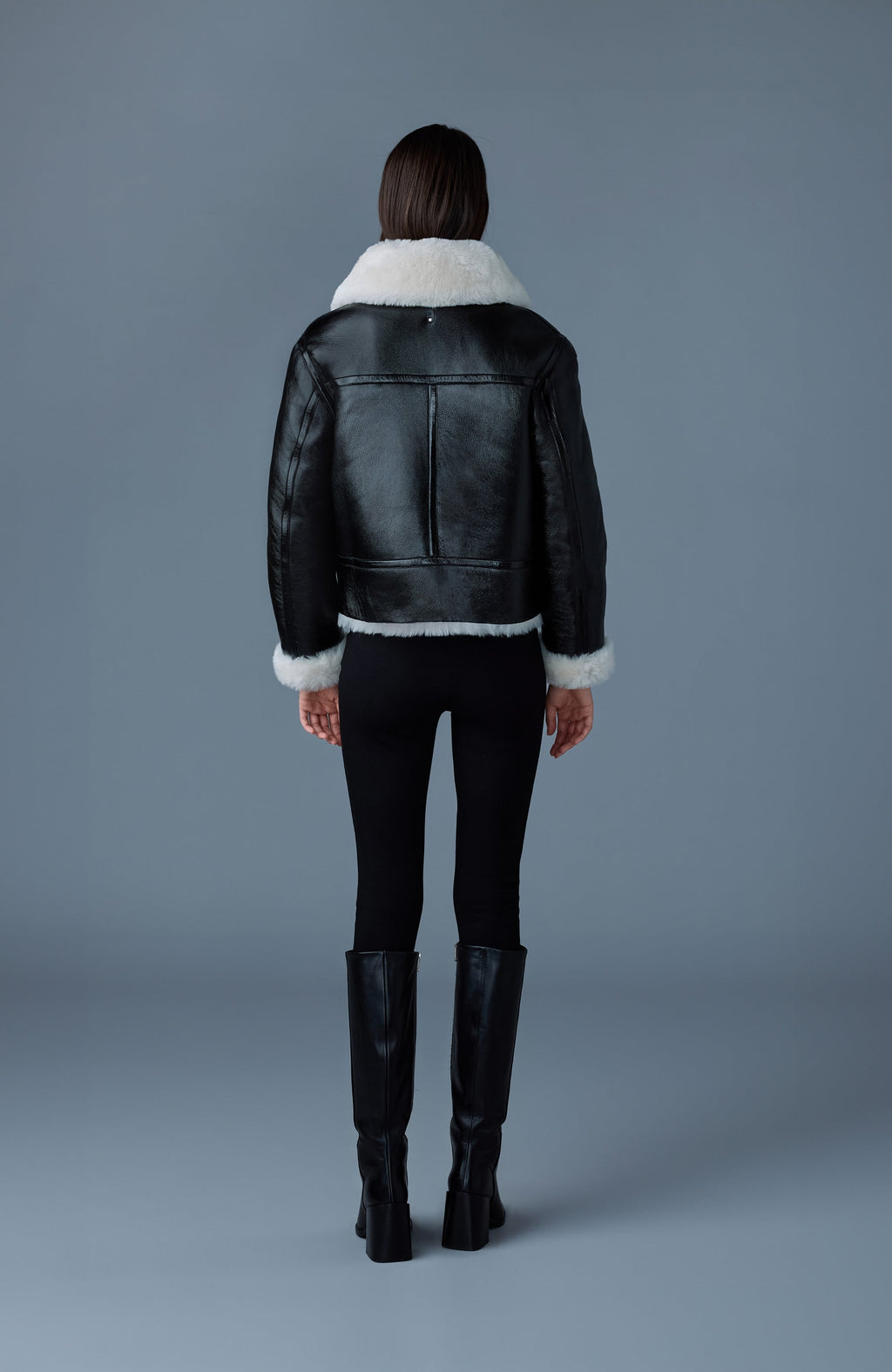 BETTY Veste réversible 2 en 1 en cuir et peau lainée