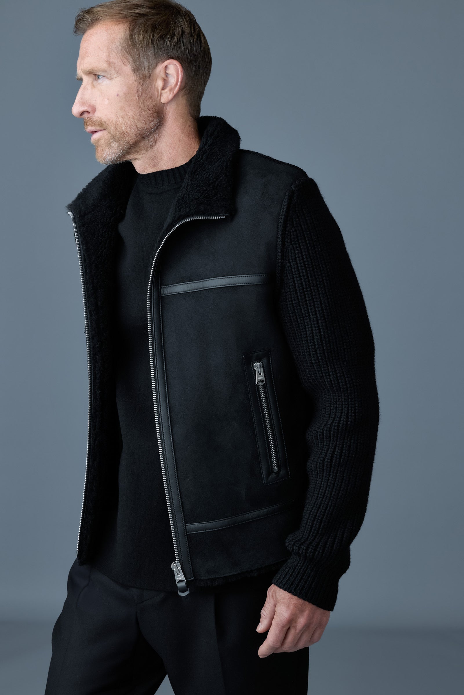JONATHAN Mixed-media shearling jacket