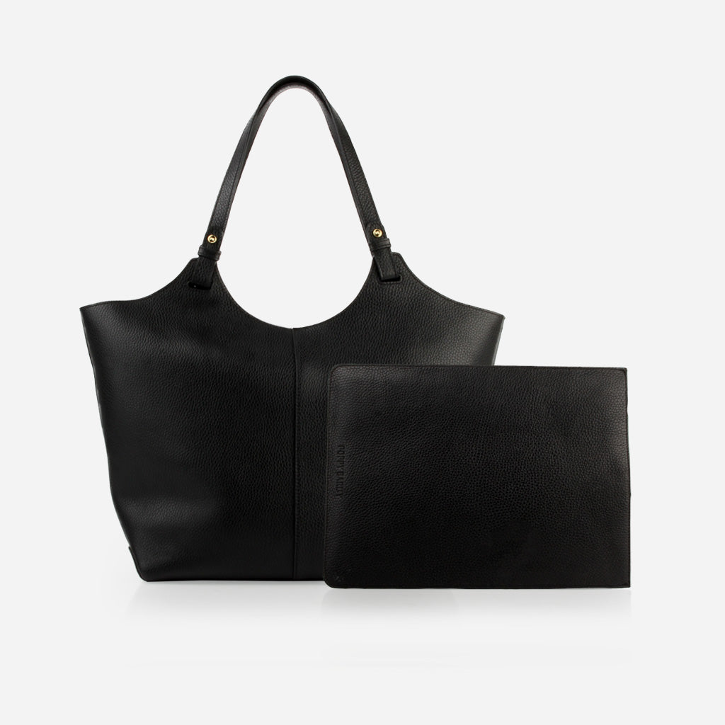 The Lisboa Tote + Laptop Sleeve Set Black