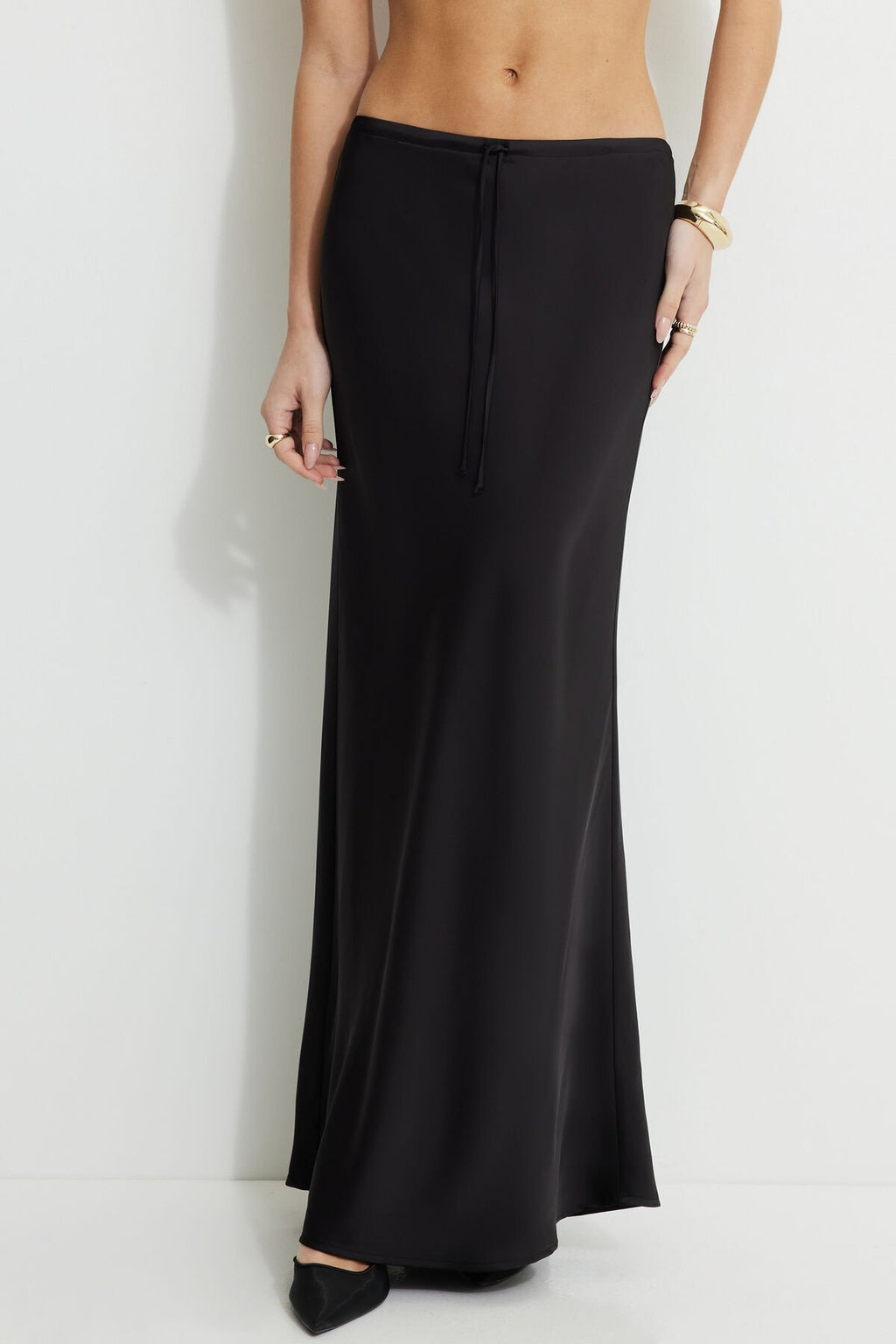 Jupe longue en satin Cary