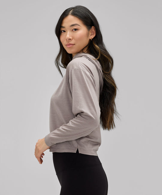 Sweat à capuche ultraléger en laine mérinos pour femme