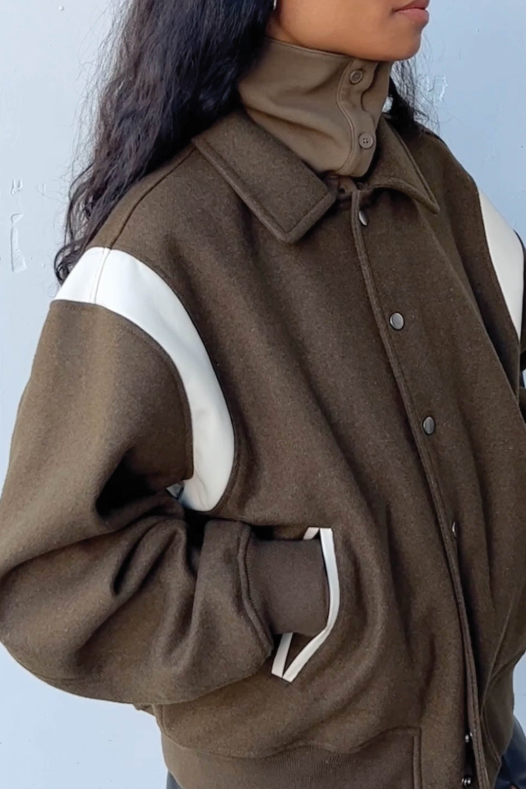 BLOUSON BOMBER EN MÉLANGE DE LAINE