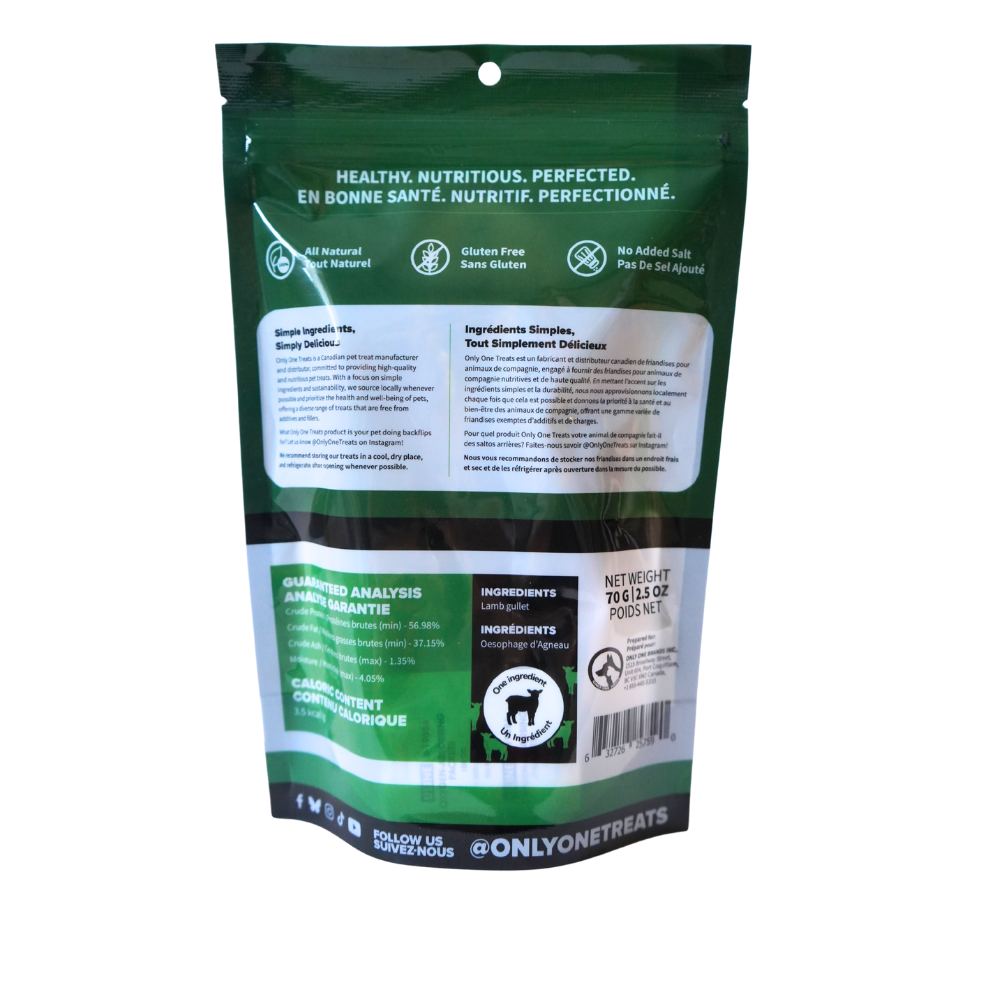 Morceaux d'oesophage d'agneau 70 g