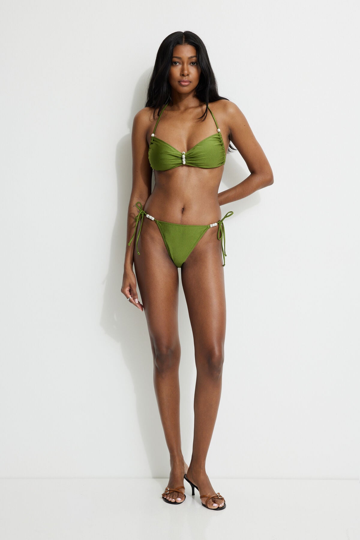 Pearl Side Tie Cheeky Bikini Bottom