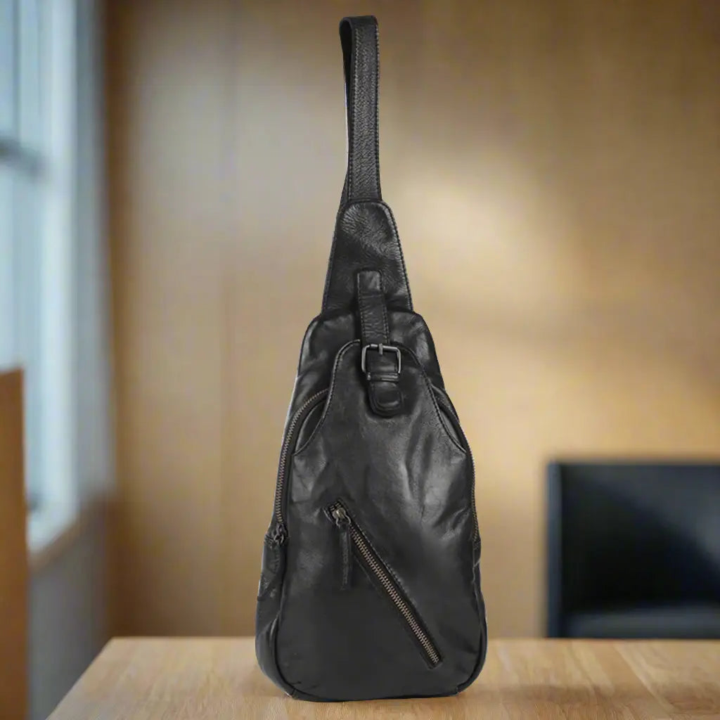 Sac à dos de poitrine en cuir à épaules dénudées