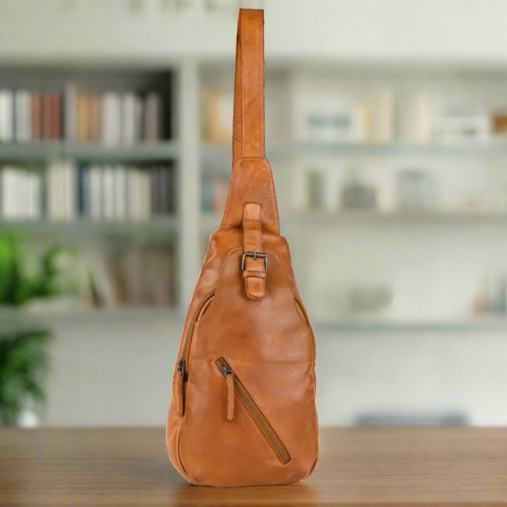 Sac à dos de poitrine en cuir à épaules dénudées