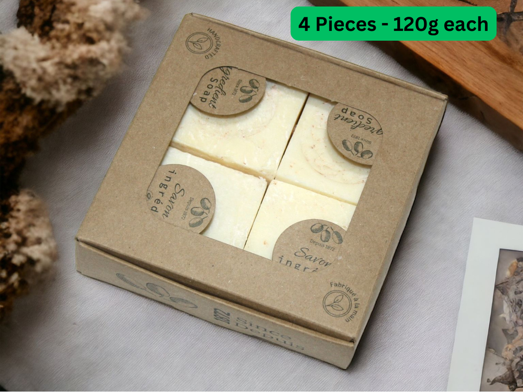 Organic Olive Oil Soap Bar 4-Pack Bars Unscented Handmade No-chemicals Soap Bar