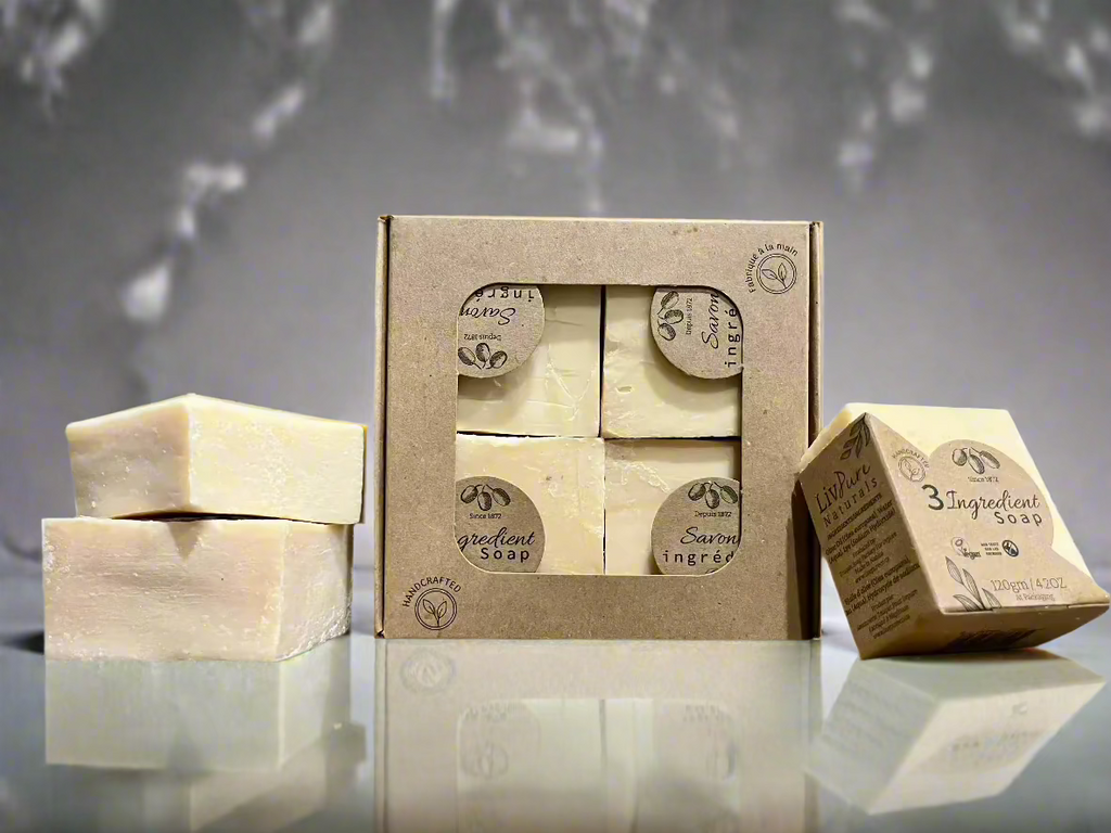 Organic Olive Oil Soap Bar 4-Pack Bars Unscented Handmade No-chemicals Soap Bar