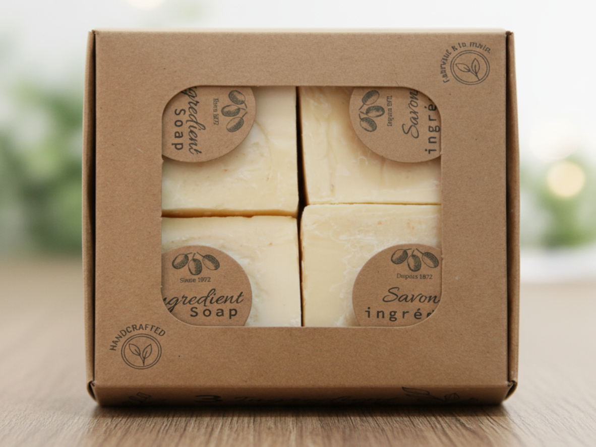 Organic Olive Oil Soap Bar 4-Pack Bars Unscented Handmade No-chemicals Soap Bar