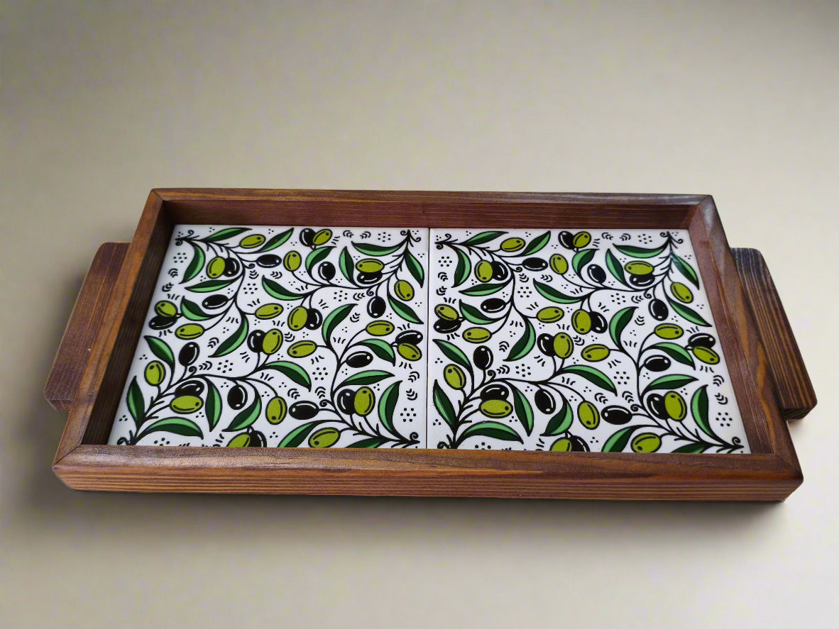 Handcrafted Palestinian Ceramic Serving Tray – Rectangular Appetizer Board