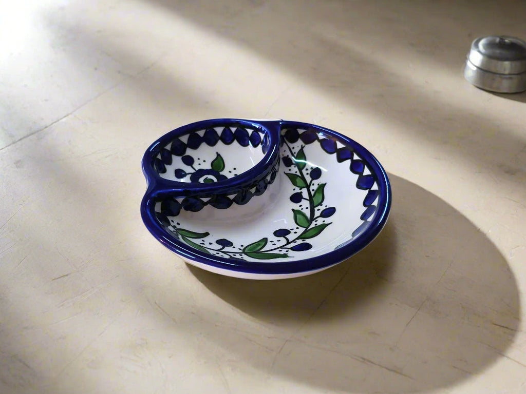 Handcrafted Ceramic Olive & Oil Appetizer Plate | Serving dish | Available in Various Patterns
