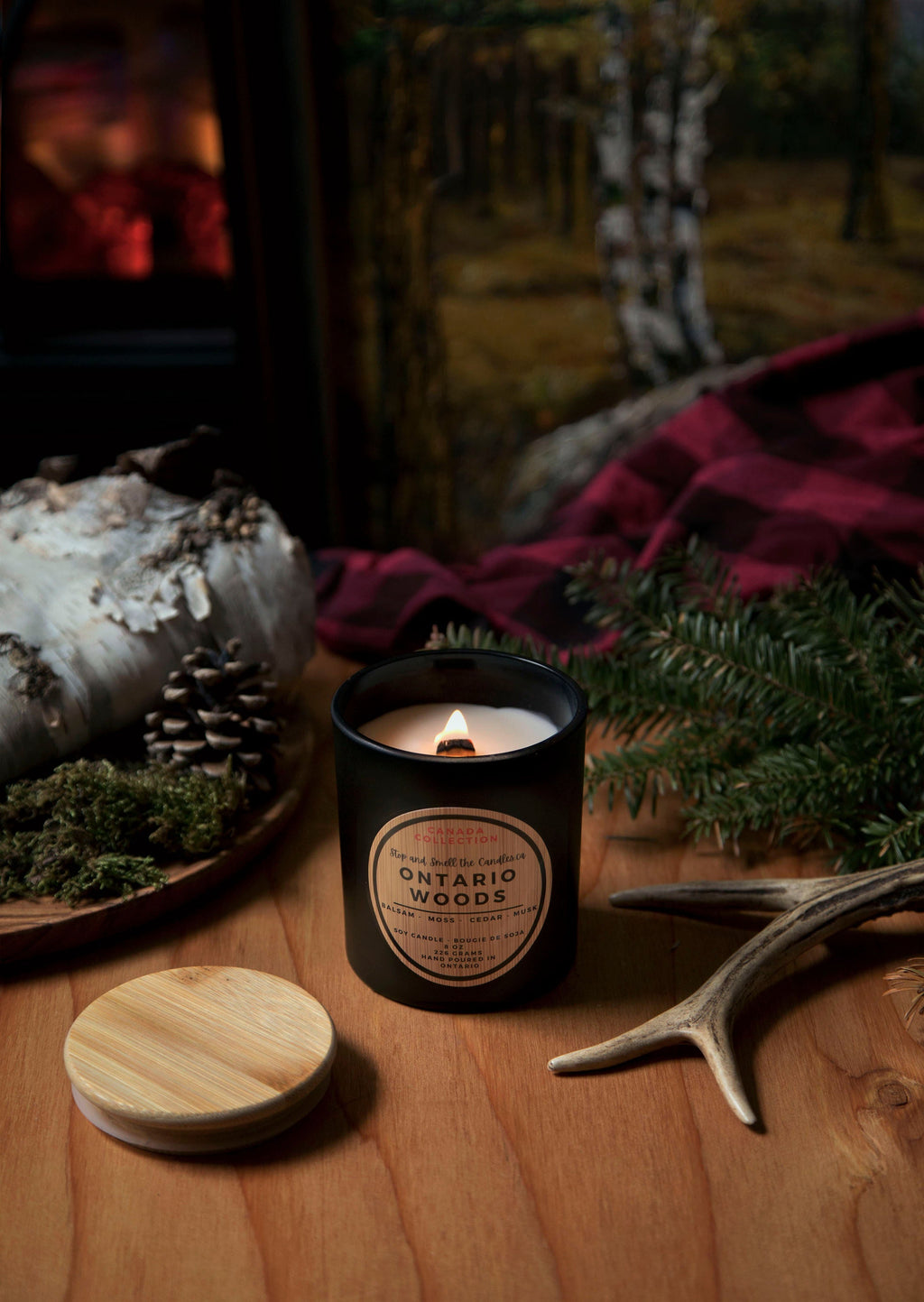 Ontario Woods:  wood wick soy candle 8oz