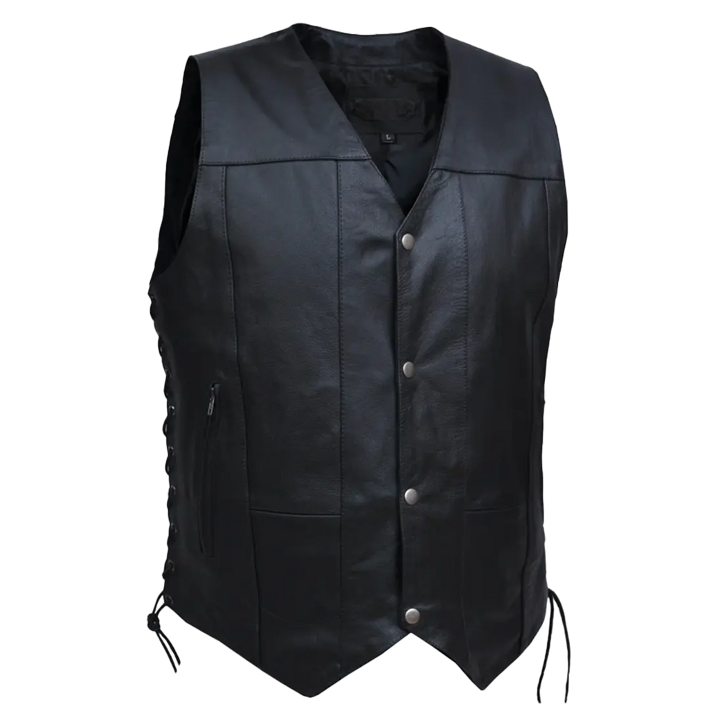Gilet en cuir 10 poches pour homme Open Road