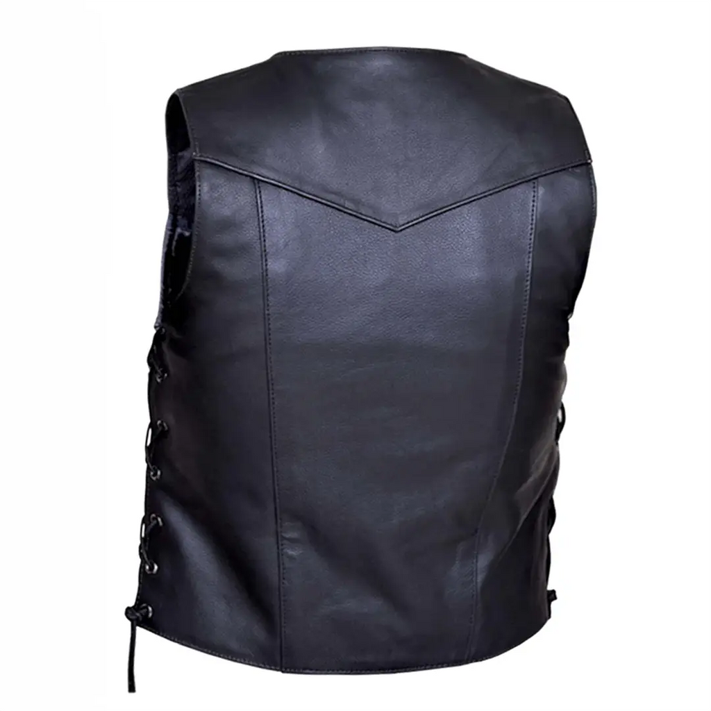 Gilet en cuir 10 poches pour homme Open Road