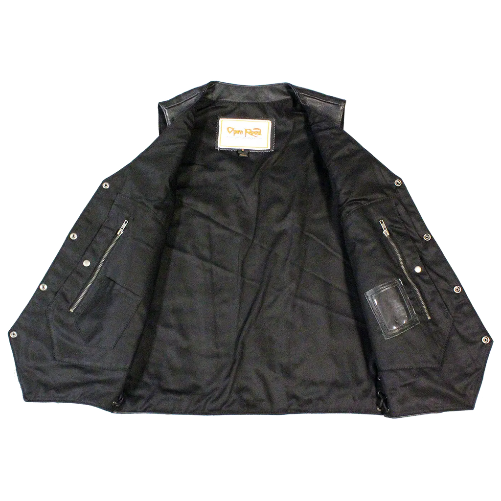 Gilet en cuir 10 poches pour homme Open Road
