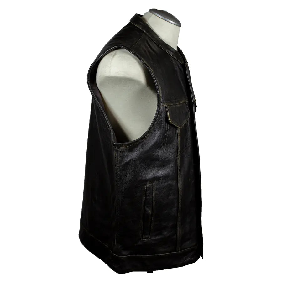 Open Road Men's Distressed Leather Club Vest