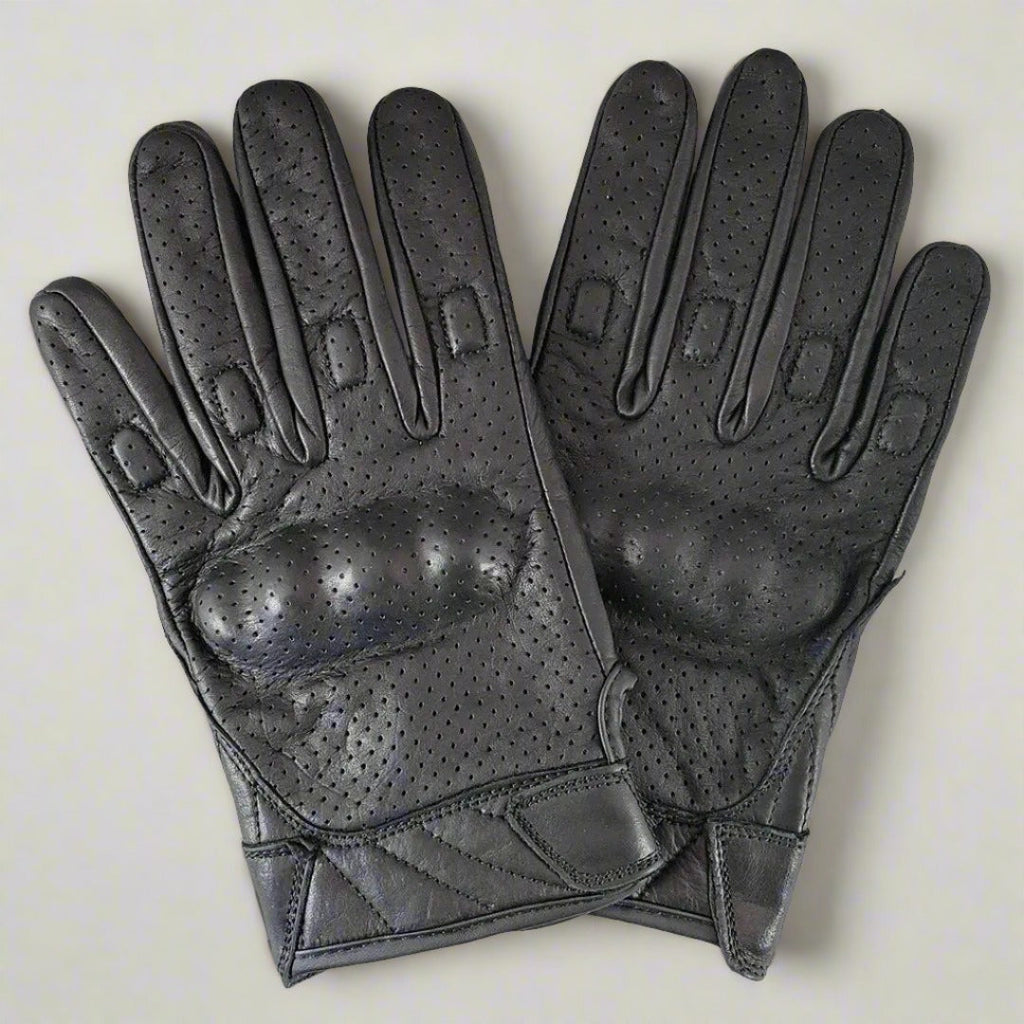 Open Road Men's Perforated Armored Leather Motorcycle Gloves