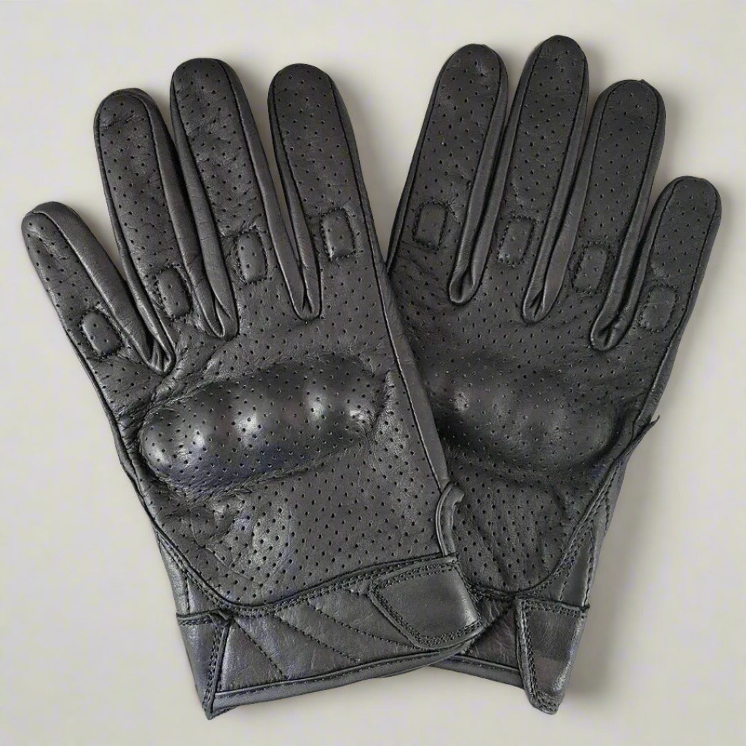 Gants de moto en cuir perforé renforcé pour hommes Open Road