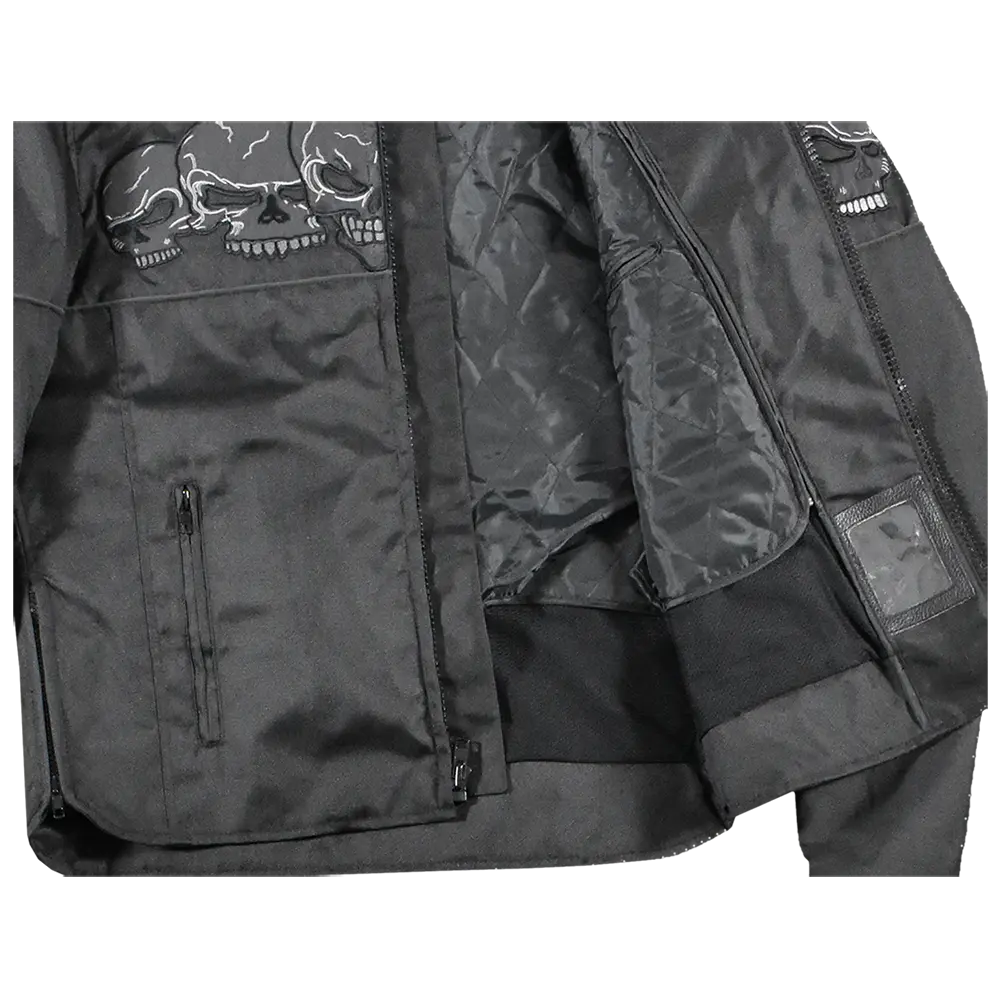 Open Road Men's Reflective Skull Textile Motorcycle Jacket