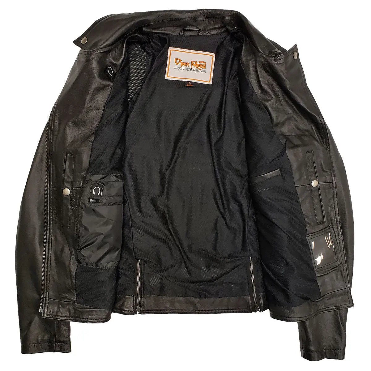 Veste de moto classique en cuir à capuche pour femme Open Road