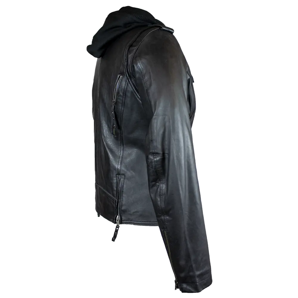 Veste de moto classique en cuir à capuche pour femme Open Road