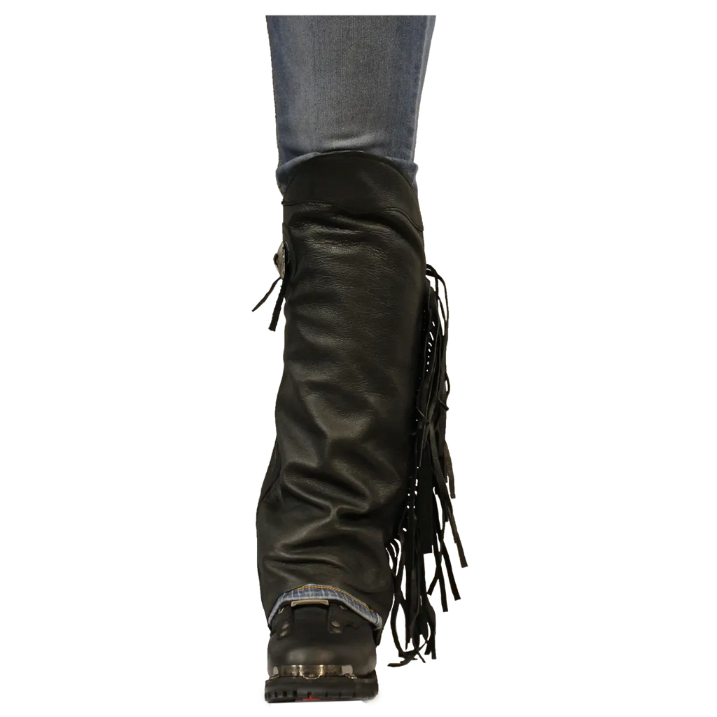 Open Road Women's Side Fringe Leather Half Chaps
