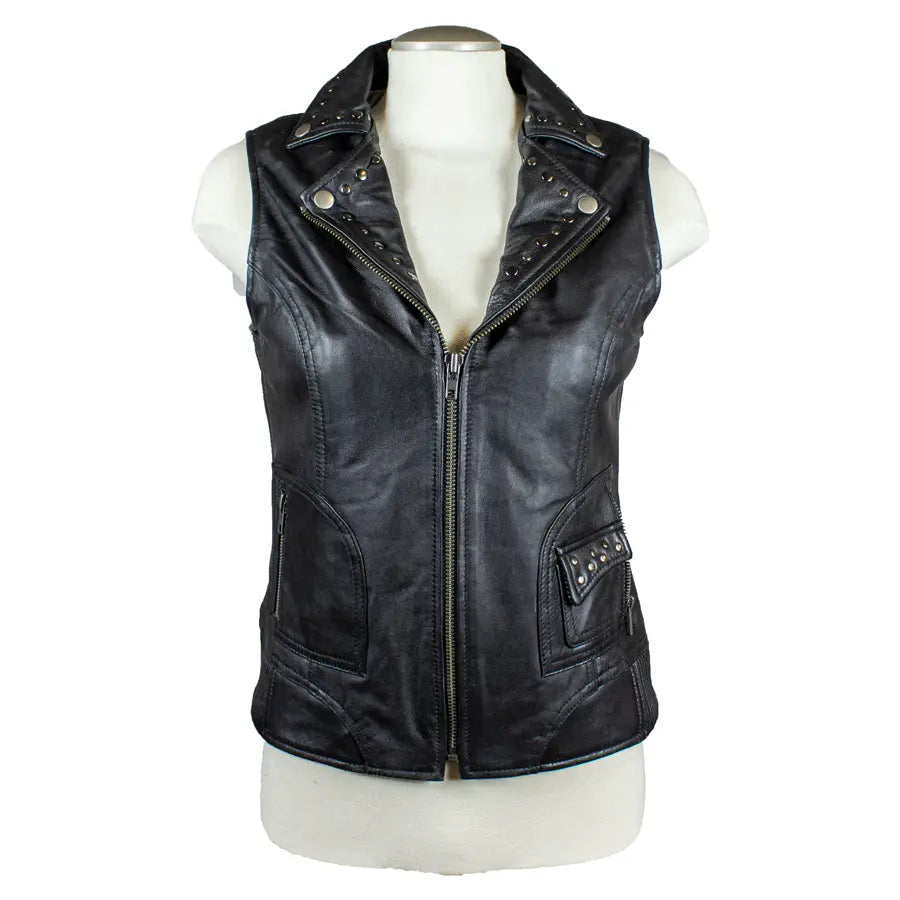 Gilet en cuir clouté pour femme Open Road