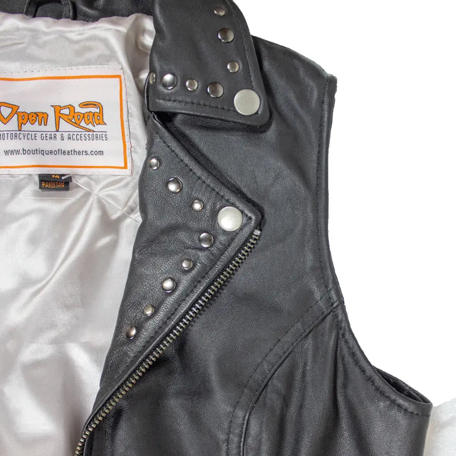 Gilet en cuir clouté pour femme Open Road