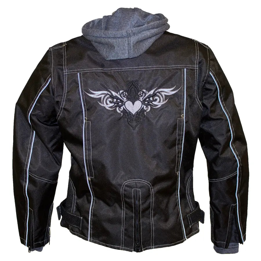 Veste de moto en textile réfléchissant à capuche zippée pour femme Open Road